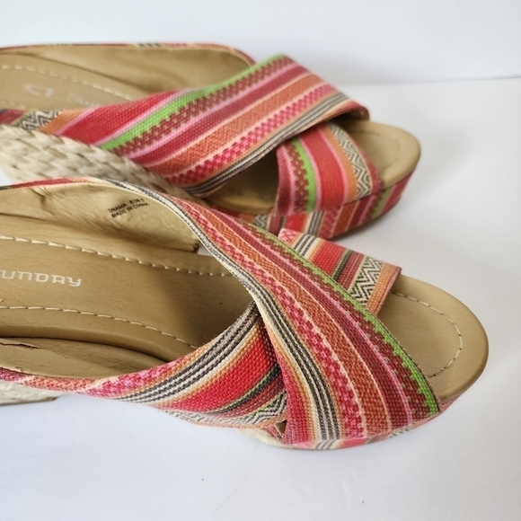 Chinese Laundry Drama Peep Toe 4" Heel Crossover Strap Wedge Size 8 - Picture 9 of 13